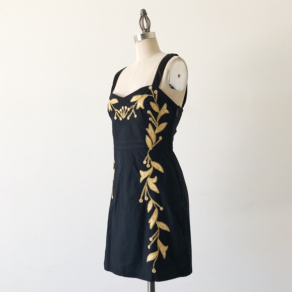 FREE PEOPLE | Black Gold Mini Dress - Picture 3 of 6